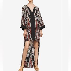 BCBGMaxAzria Black and Red Abstract Top dress